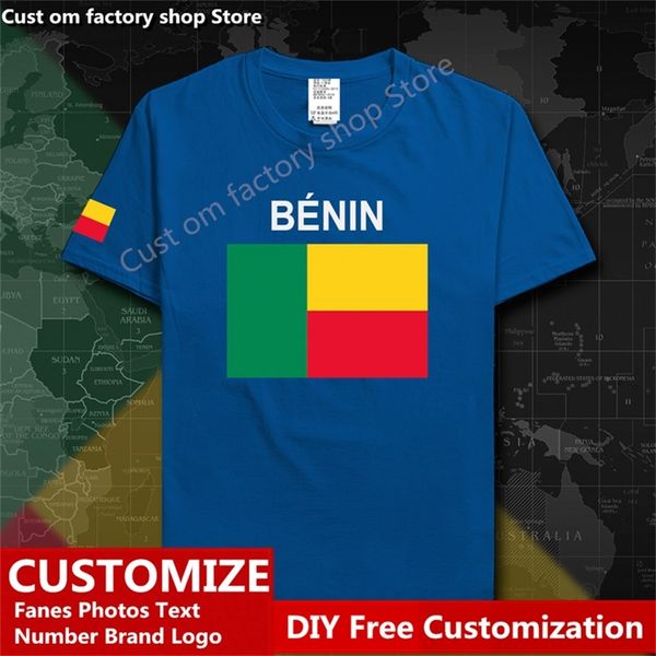 BENIN Beninese Country Flag T shirt Free Custom Jersey DIY Name Number 100 Cotton T shirts Men Women Sloose Casual T shirt 220616