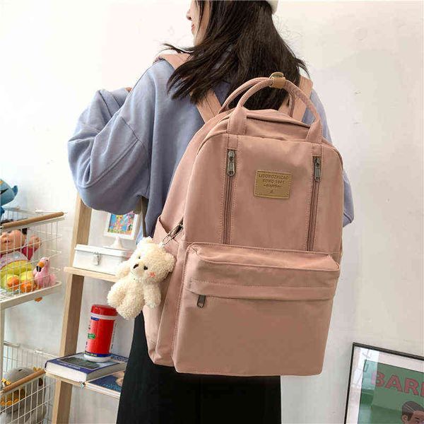 NXY School Bags Julyccino Multifunction Double Zipper Women Backpack Teenager Girls Laptop Student Bag Korean Style School Saco 220802