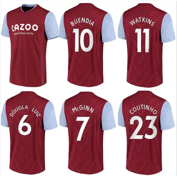 

s-4xl 22 23 aston soccer jerseys buendia el ghazi traore villa wesley mcginn watkins sanson mings men kids kit set football jersey, Black;yellow