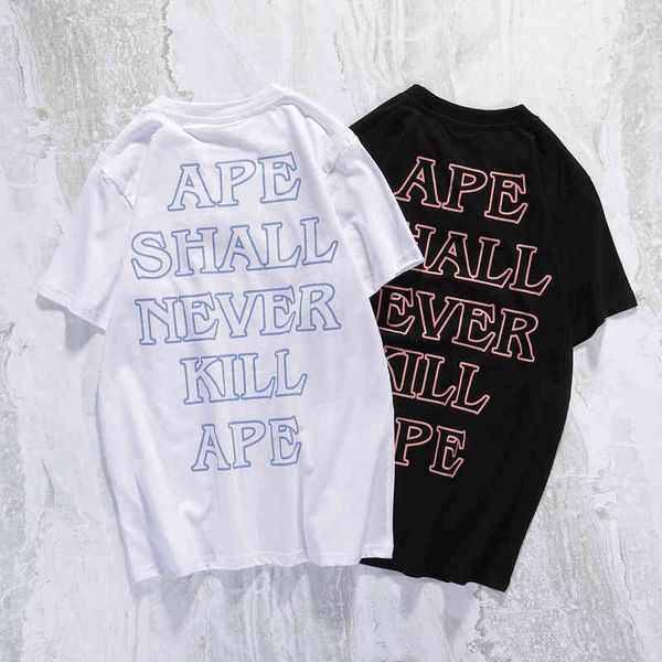 

factory direct sale new brand short sleeves tide bap round neck printed t-shirt men and women ape head earth half loose bottomed shirt, White;black