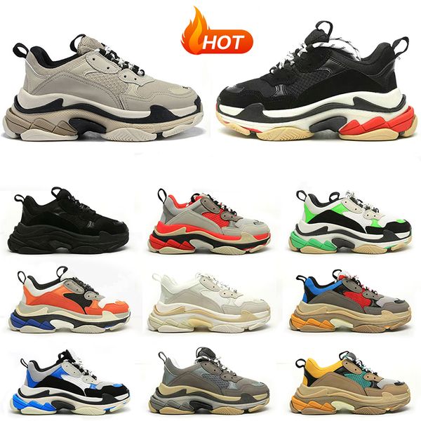 

2022 triple s men women casual shoes platform sneakers black white bred beige pink grey mens womens flat trainers jogging walking shoe