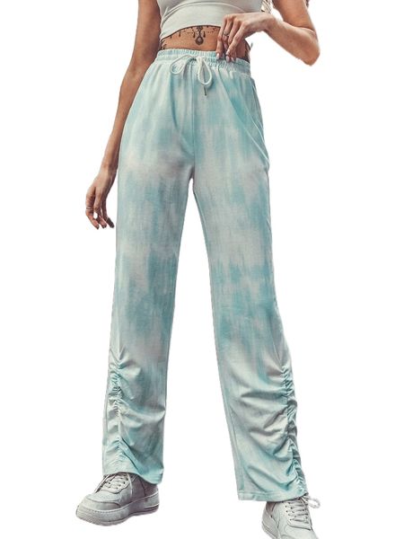 

tie dye ruched sweatpants l7xh#, Black;white