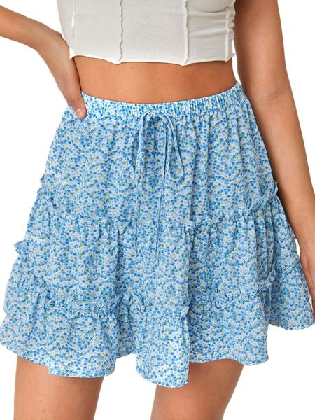 

ditsy floral layered frill skirt n2qe#, Black