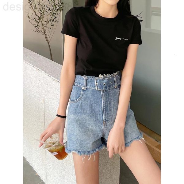 

women's jeans designer 22ss new belt denim shorts with high waist and thin shape can be matched arbitrarily, the upper body is unique o, Blue