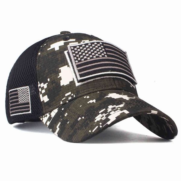 

quality camouflage baseball cap american flag cotton mesh cap men's cap, Blue;gray