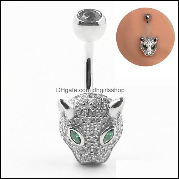

toe rings body jewelry 925 sterling sier belly button ring fashion leopard style cz navel piercing drop deliver dhhb0, Silver