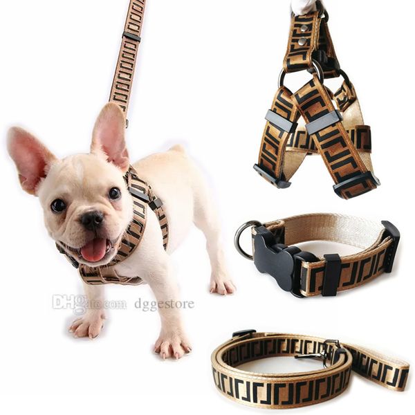 

designer dog collar and leashes set classic letter pattern dog harness leash nylon pet collars chain for small medium large dogs bulldog poo