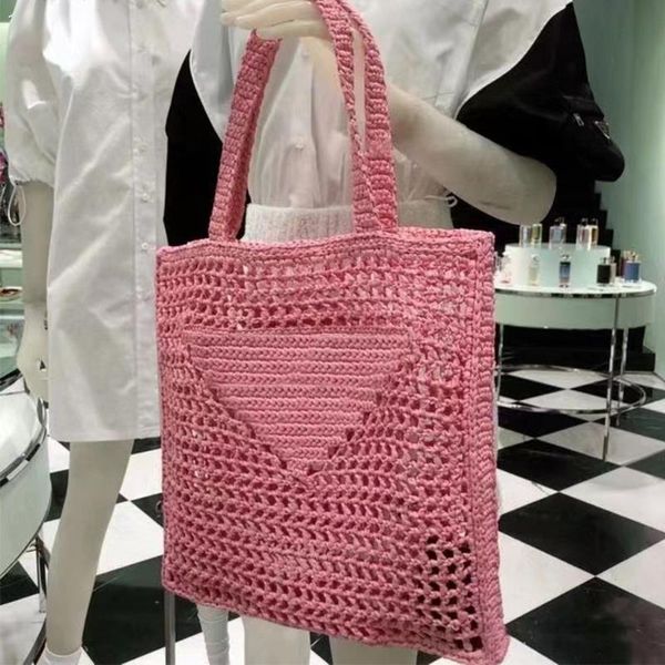 

designers handbags for women weave tote hollow out females beach casual shopping solid color