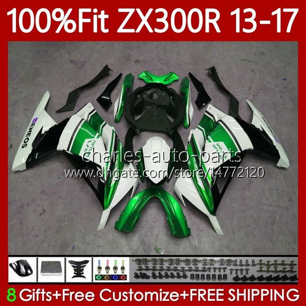 Kit corpo iniezione per KAWASAKI NINJA ZX300R EX ZX 3R 3 R 300R EX-300 2013 2014 2015 16 17 125No.191 EX300R ZX-3R ZX-300R ZX3R ZX300 13 14 15 2016 2017 Carenatura Verde nero