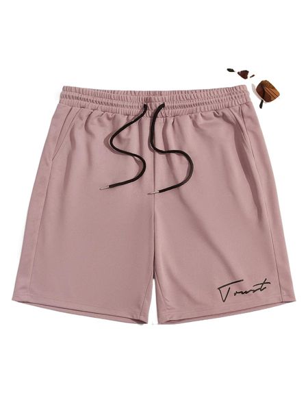 

men letter graphic drawstring track shorts 34kw#, White;black