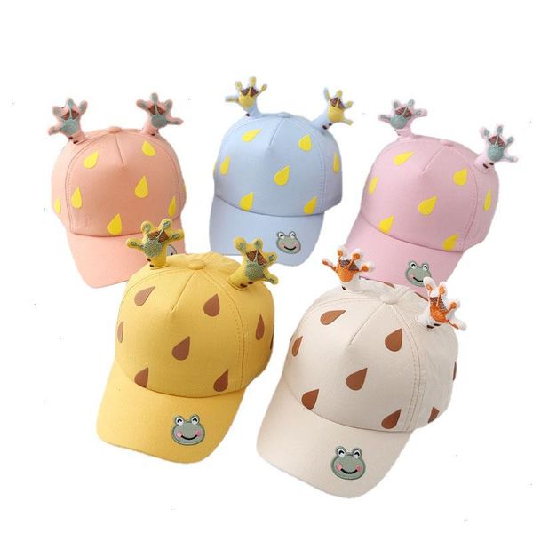 

cartoon frog kids baseball cap bonnet infant love crown cotton baby hat summer boys visor girls sun, Yellow