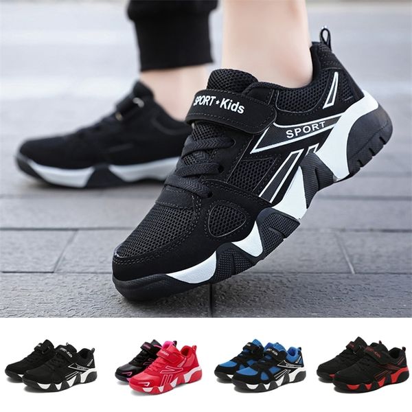 

children's sports shoes fashion leather sneakers for boys kids running shoes lightweight casual walking sneakers girls tenis 220429, Black;red