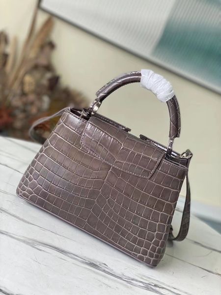 

7a+ alligator capucines shoulder bags crocodile leather 3 size with silk text us to see the videos