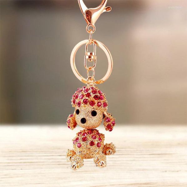 Portachiavi Simpatico strass di cristallo Portachiavi cane adorabile Barboncino animale Portachiavi Portachiavi Accessori ciondolo borsa Portachiavi Enek22