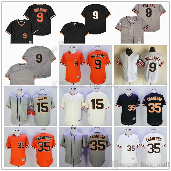 Filme Mitchell e Ness Beisebol Vintage 9 Matt Williams Jersey 35 Brandon Crawford 15 Bruce Bochy Ed Respirável Esporte Venda Homem de Alta Qualidade