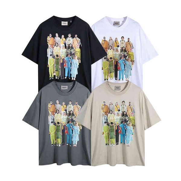 

men's t-shirts summer fog portrait printing men's and women's lovers' large loose high street short sleeve t-shirt st6n, White;black