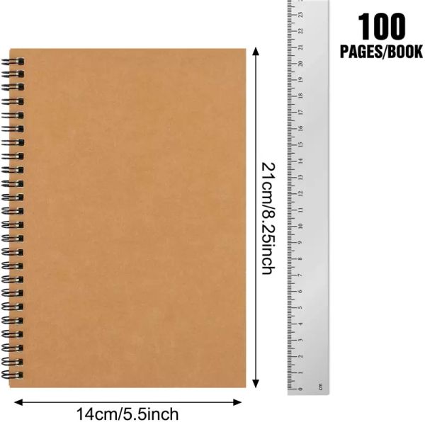 A5 Not Defteri Çizgisiz Spiral Notebook Plain Journal Çizim Kitapları Ofis Malzemeleri Çizimi için 100 Boş Sayfa 50