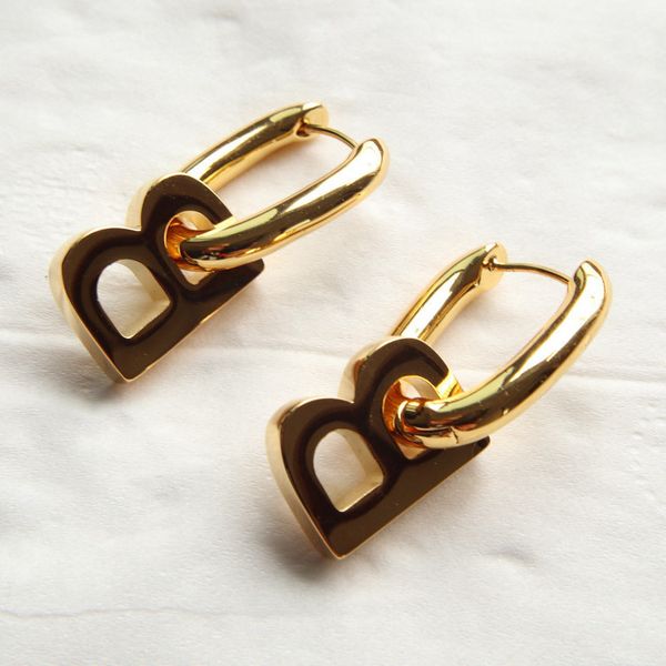 

french b letter earrings women's indifference, Golden