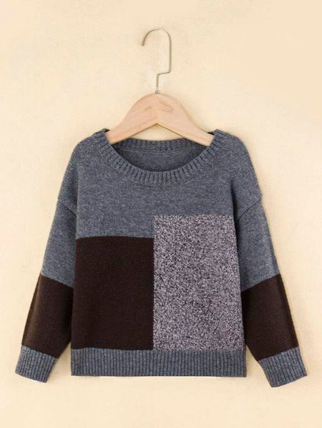

toddler boys color block drop shoulder sweater she02, Blue