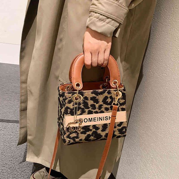 

new women's urban simple messenger bag portable princess bag autumn and winter leopard pattern bucket bag