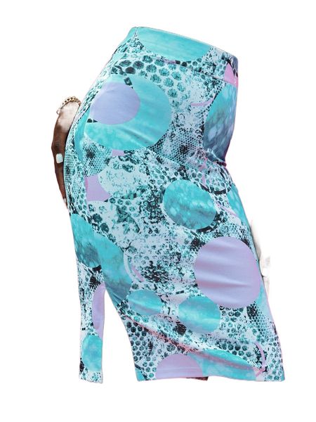 

x ebib snakeskin print split hem skirt f8br#, Black