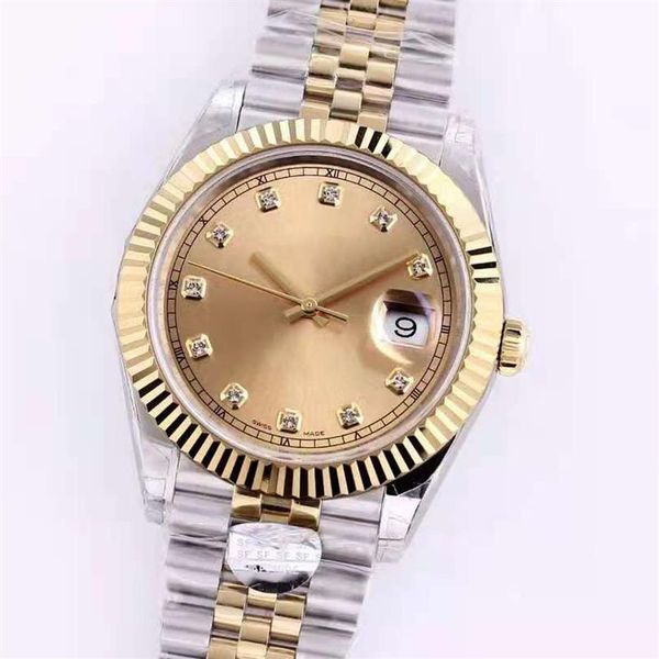 

automatic watches diamond scale men's watch stainless steel sapphire crystal glass anti-reflective convex transparent calenda289l, Slivery;brown