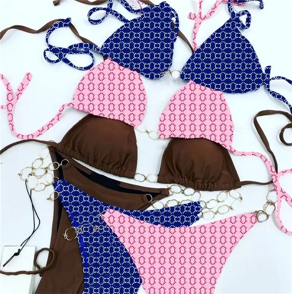 

bikini set chain letter designer swimsuits women summer swimwears high waist ladies bathing suits, White;black