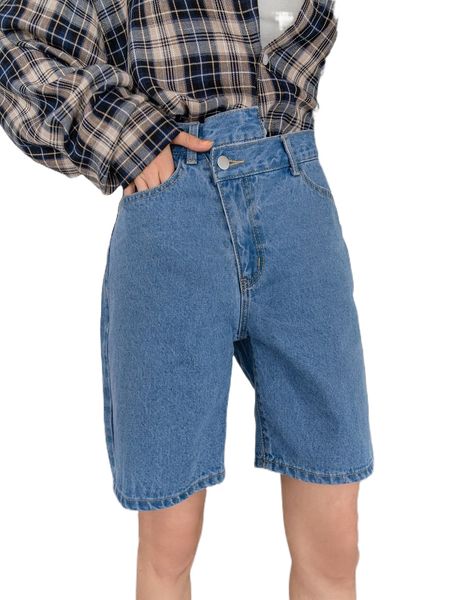 

dazy asymmetrical waist bermuda denim shorts b7me#, White;black