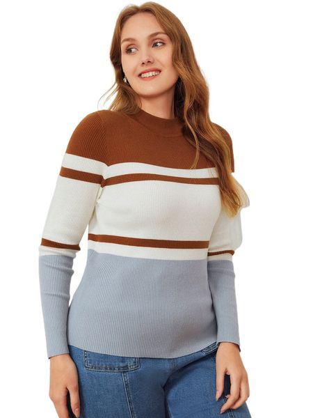 

motf premium plus wool-mix colorblock sweater d8xq#, Black