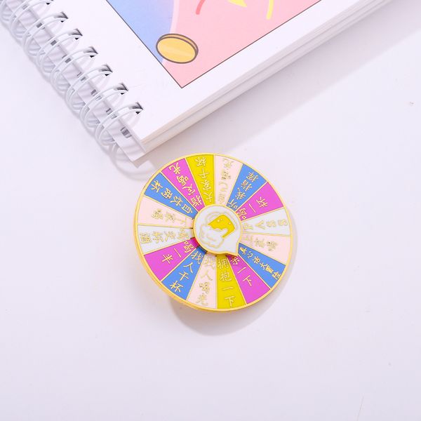 

creative personalized design brooch rotatable badge truth adventure punishment fine round brooch high-end accessories, Gray