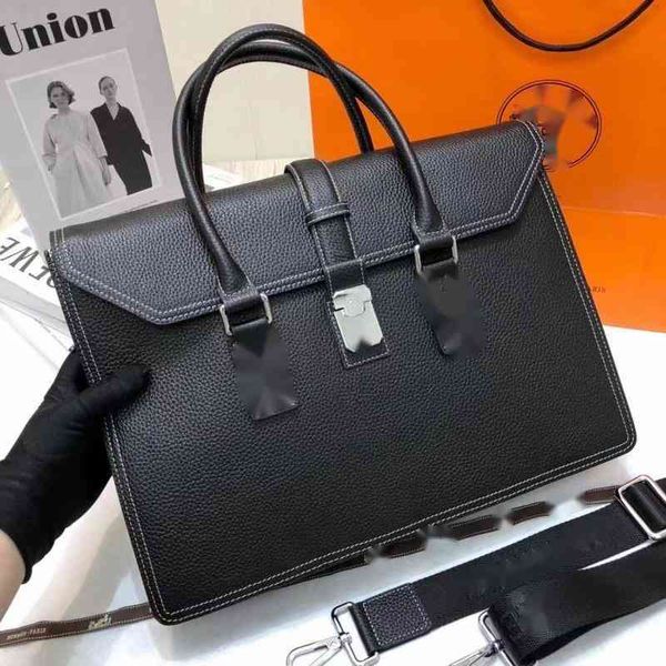 

brand design 0t320 men fashion briefcase leather handbag letter business bag depeches genuine calf leather totes
