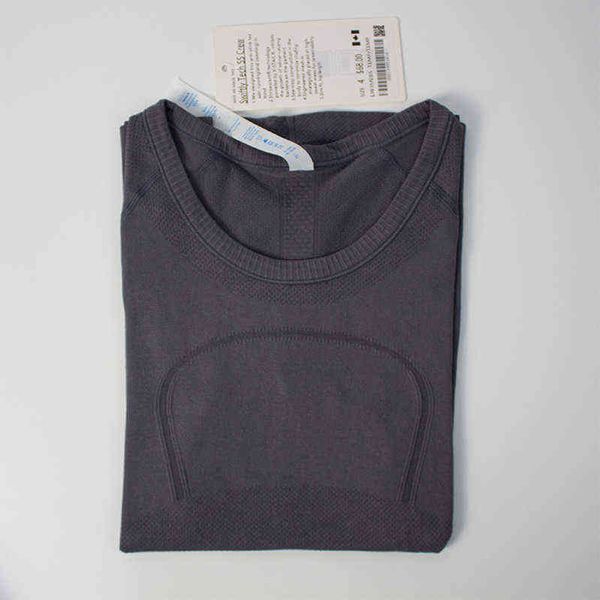 

brand classic lulu fashion t shirts short sleeve o neck sports t-shirt women fitness stretchy yoga tshirts breathable high elastic athletic, White