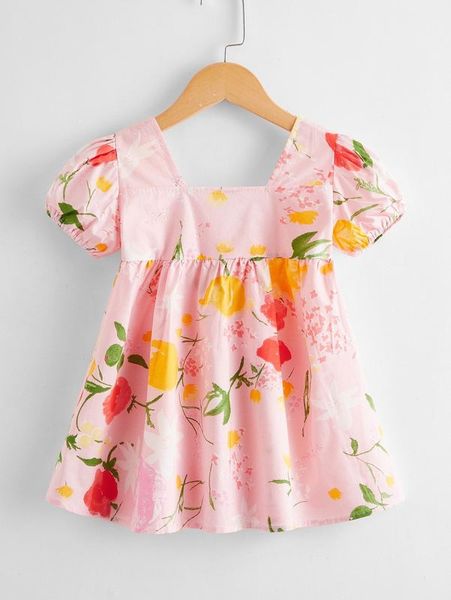 

little girl flower square collar doll shirt she, White;black