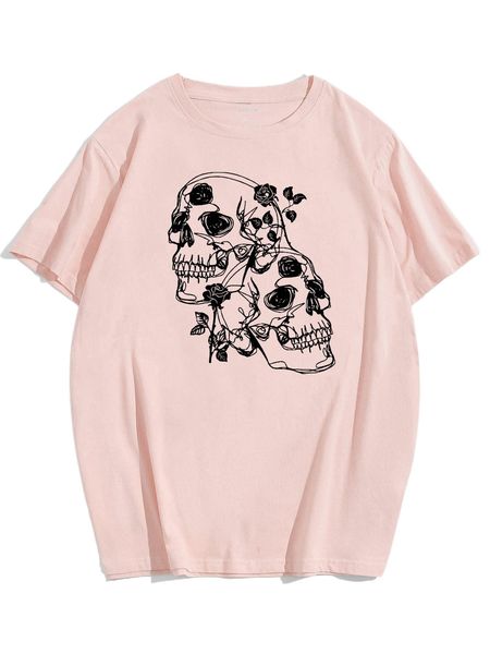 

men skull & floral print tee w8ai#, White;black