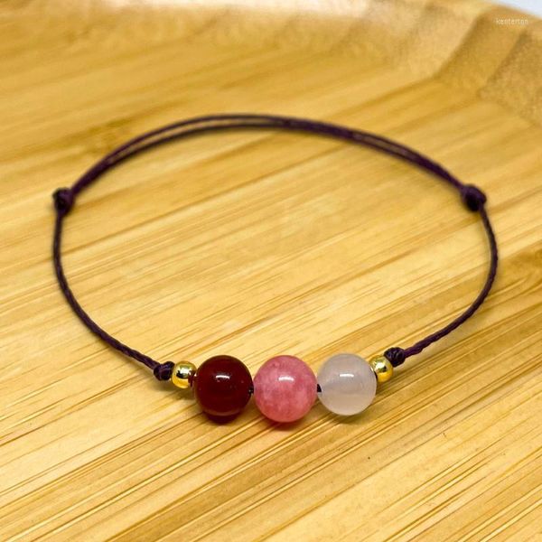 Bracelets de charme menina rosa quartzo feminino carneliano stones naturais contas feitas artesanais