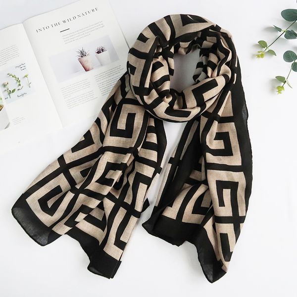 

new korean cotton and hemp handle scarf women's bib fashion versatile long shawl gift, Blue;gray