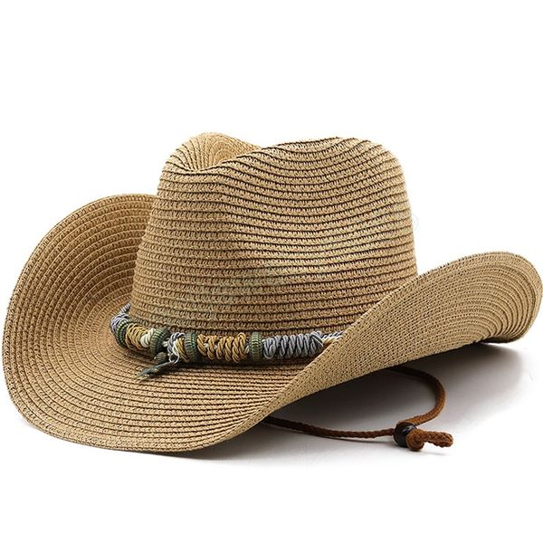Boné de sol boêmio para mulheres, chapéu de praia dobrável, chapéu de palha de papel para o verão, chapéu de viagem panamá branco, proteção uv, cowboy