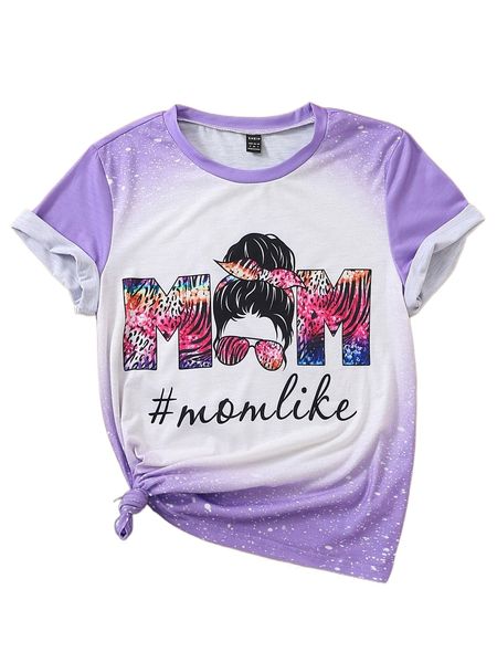 

1pc letter & figure graphic tee o2hj#, White