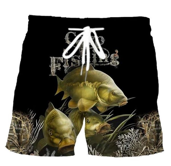 Più nuovo Fashion Carp 3D Print Uomo Summer Fashion Shorts Harajuku Beach All-match Cool Sweatpants XY03