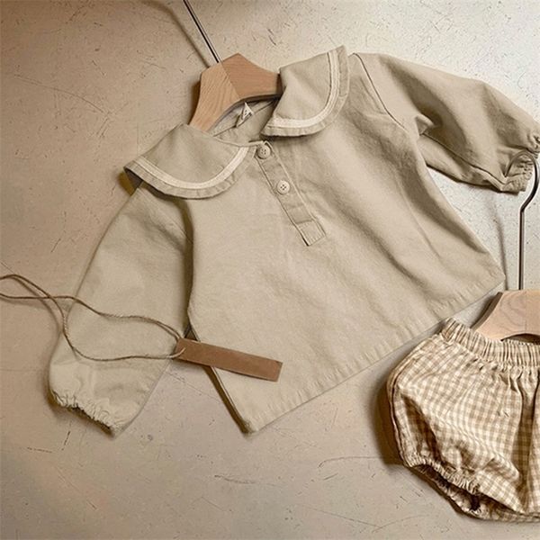 

toddler clothing suit corduroy tshirt plaid pp shorts spring autumn korean style baby girls boys clothes 220815, White