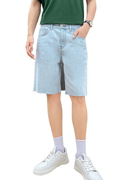 

men raw cut denim shorts 637d#, White;black