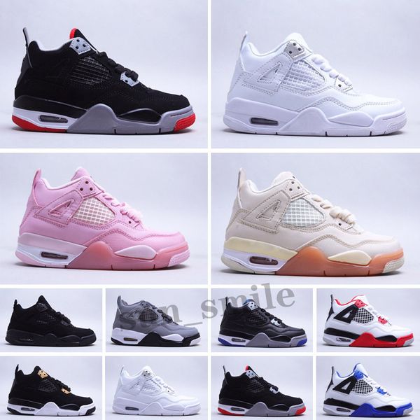 

kids 4 basketball shoes black cat toddler td 4s red chicag boys girls basketball pour enfants athletic outdoor sneakers size 28-35