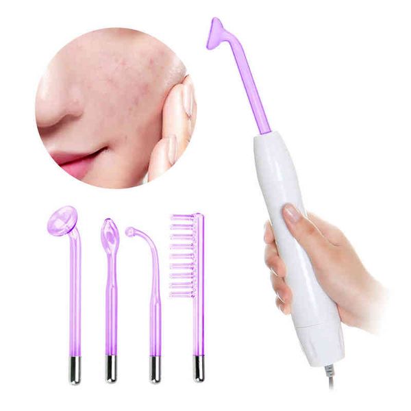 Eletrodo portátil de alta frequência Máquina facial de acne de acne Removedor de rugas Cuidado para a pele Face Hair Spa Wand Massageador 220510