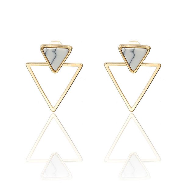 

simple geometric earrings women's style marble pine triangle, Golden;silver