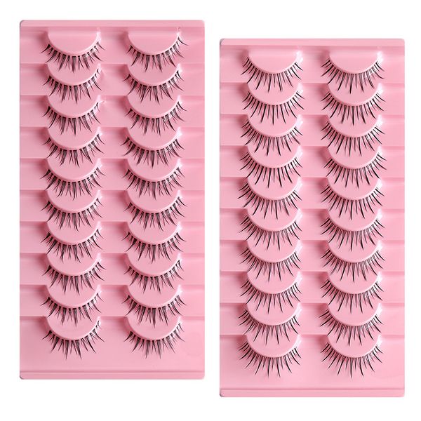 

10 pairs/set sharpend eyelashes little devil styles clear band false eyelashes natural makeup look