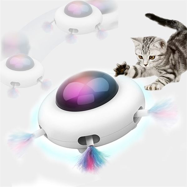 Teaser automatico di piume Giocattoli per gatti Giocattoli pazzi elettrici interattivi casuali per gattini Giocattolo intelligente per gatti Sterzo automatico Led 220423
