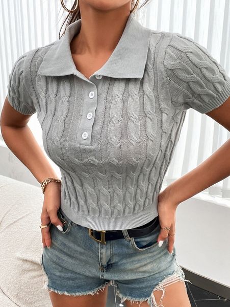 

polo neck cable knit 23q9#, White;black