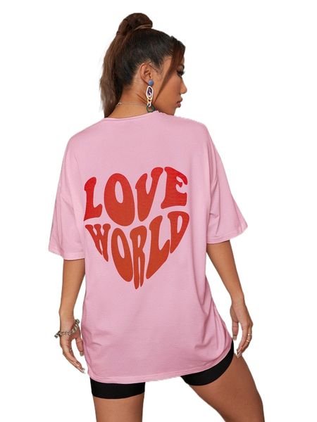 

slogan graphic drop shoulder tee i50l#, White