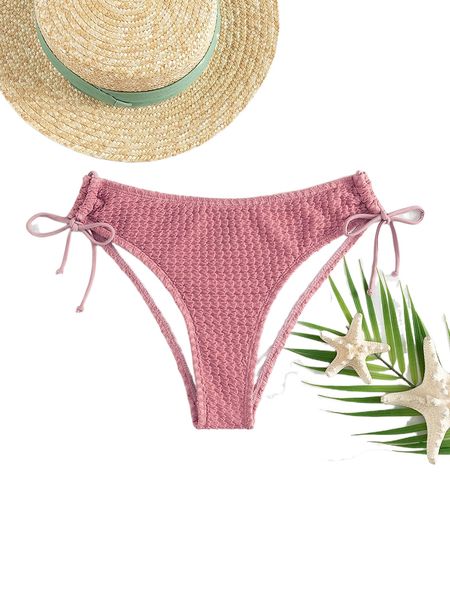 

textured drawstring bikini bottom g324#, White;black