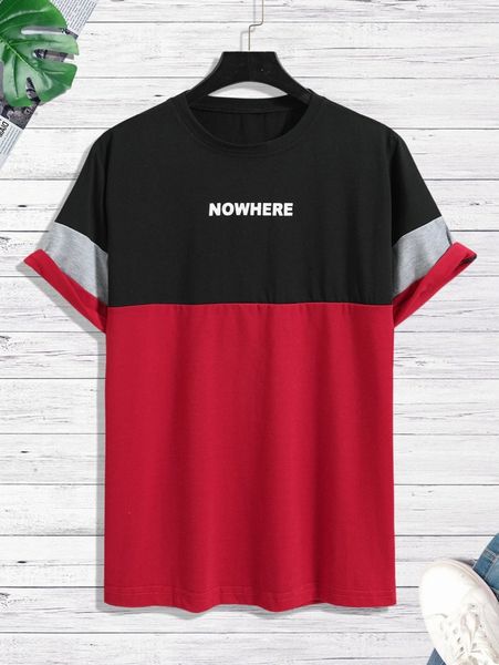 

men color block letter graphic tee 039w#, White;black